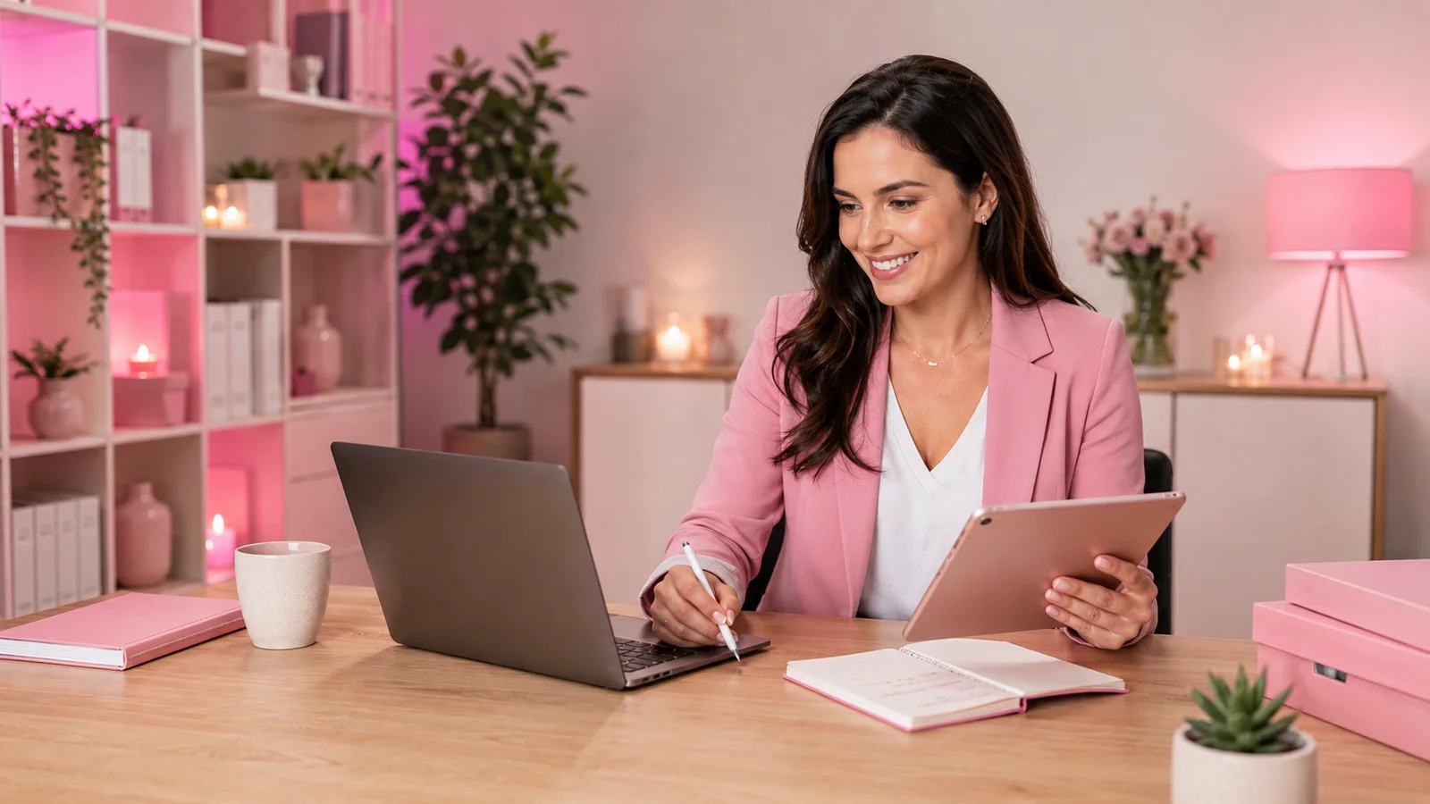 ChatRecruit advisor working at a desk with a laptop and tablet